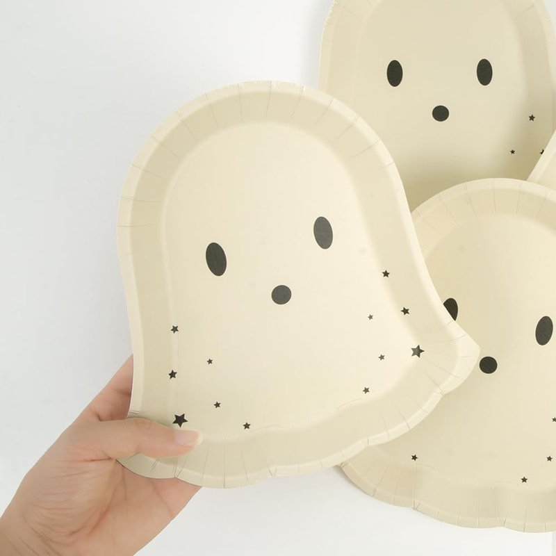Cheerland Pastel Halloween Paper Plates Cute Ghost Party Decorations Pastelween Disposable Tableware for Spooky Birthday Baby Shower Trick or Treat Classroom Summerween Party Supplies 24pcs