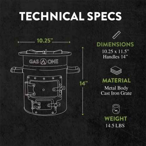 GasOne Premium Wood Burning Rocket Stove Camping for Backpacking, Hiking, RV and Survival - Insulated Barrel Stove Kit with Silicone Handles ? Military Green