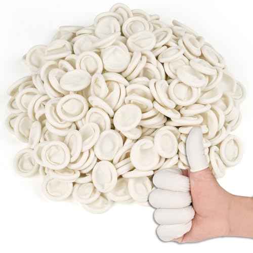 Finger Cots Disposable, Medium Finger Protectors Thumb Gloves, Natural Latex Sleeves Covers Protection for Fingertips, Electronic Repair, Handmade (Approx.390 PCS)