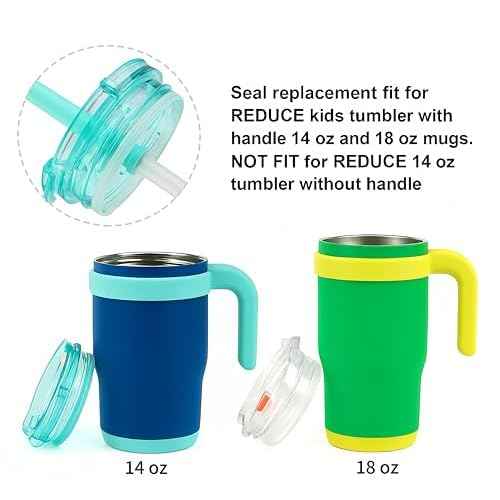 Joshey Tumbler Lid Rubber Seal Replacement Compatible with Reduce Kids Coldee 2.0 Mug 14 oz, 18 oz, 6Pcs BPA-Free Silicone Gasket Accessories