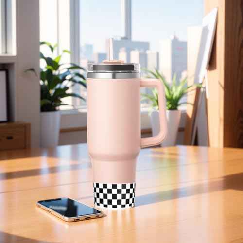 GENLEAS 1 PCS Checkered Pattern Protective Silicone Boot for Stanley Tumbler 20oz-40oz, for Hydro Flask Water Bottle 12oz-24oz, Anti-Slip Sleeve for Bottles with 2.88-2.97in Bottom
