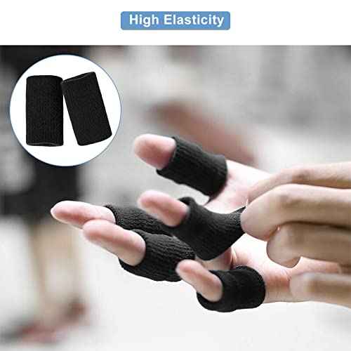Finger Wraps, Finger Protector, 10Pcs Stretchy Flexible Fingers Sleeve Support Finger Protector Sports Aid Arthritis Band Wraps for Arthritis, Finger or Basketball Baseball(Black)