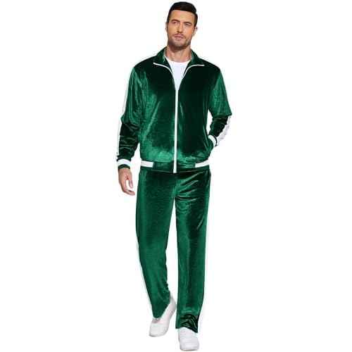 COOFANDY Mens Tracksuit 2 Piece Set Velour Sweatsuit Jogging Suits Full Zip Jacket Pants Outfits