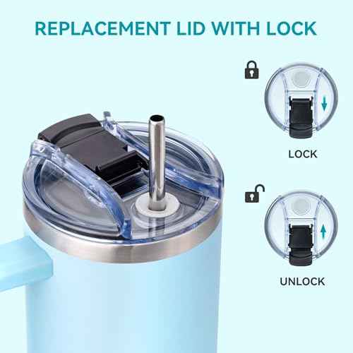 40 OZ Replacement Lid for STANLEY Quencher H2.0 Tumbler ONLY,Spill Proof Tumbler Covers Lid with Lock for Stanley Cup Accessories