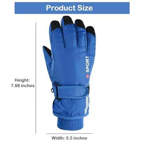 Kids Winter Snow Ski Gloves - Boys Girls Warm Breathable Waterproof Gloves for Outdoor Sports 5-10Y