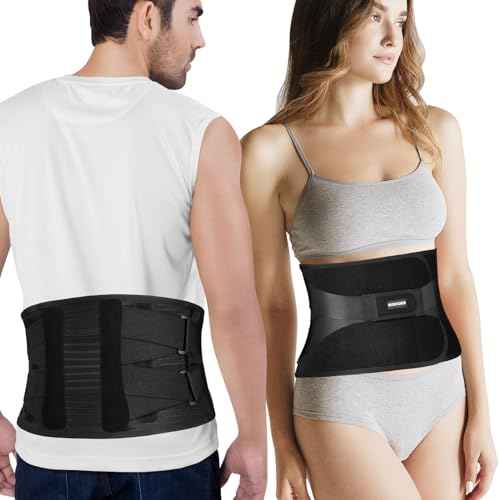 Boenoea Back Brace for lower back pain, Adjustable Lumbar Supports for Men and Women Relief for Herniated Disc, Scoliosis, Sciatica, Heavy lifting (L)