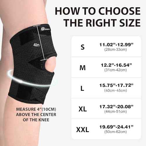 Knee Brace with Side Stabilizers for Meniscus Tear, Adjustable Knee Wrap for Pain Relief, Breathable Compression Knee Support for Knee Pain, ACL, MCL, Arthritis, Sports, Women&Men (Black, Large)