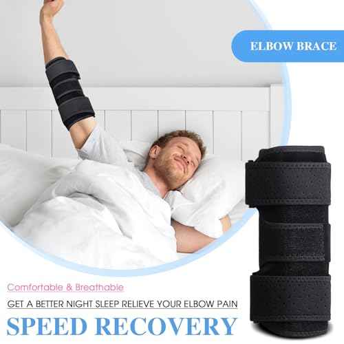 Elbow Brace, Elbow Splint for Cubital Tunnel Brace for Sleeping-Immobilizer for Ulnar Nerve Brace Elbow Pain fit Men & Women