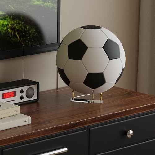 SVENJBB Ball Holder for Basketball, Football, Soccer, Volleyball, Crystals and Rocks, Clear Acrylic Ball Stand with Gold Pegs & Rubber Feet for Displaying Sports Memorabilia, 1 Pack
