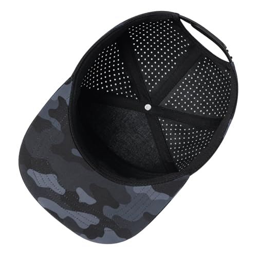 Men Flat Brim Adjustable Performance Hat Snapback Laser Perforated Baseball Cap