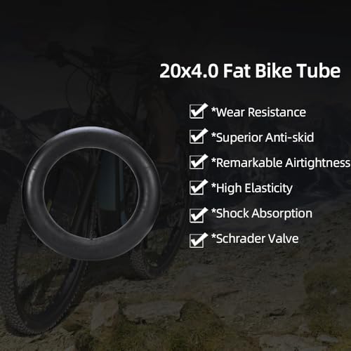 20x4.0 Fat Bike Tubes(2-Pack) with AV35 Schrader Valve - Ideal for Fat Tire Electric Bikes and Mountain Bicycles(Includes 2 Tire Levers)