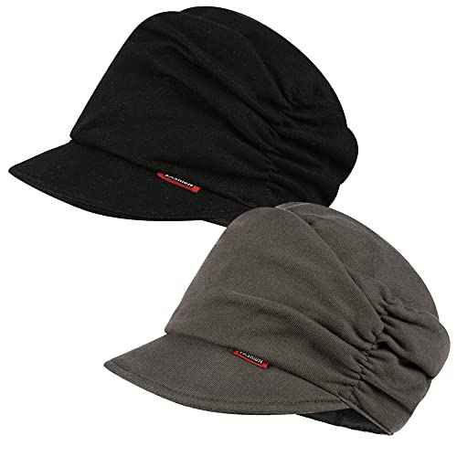 IZUS Womens Slouchy Hat Mum Soft Beanie Drape Layers Cap Visor-Brim Fashion Girl Sleep Hat Cancer Chemo Headwear