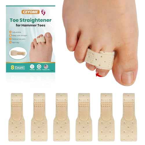 Hammer Toe Straighteners for Women & Men - 8 Pack Cushioned Toe Wraps for Walking, Standing, Running, Toe Spacers for Crooked,Overlapping Toes - Toe Corrector for Protection & Everyday Comfort