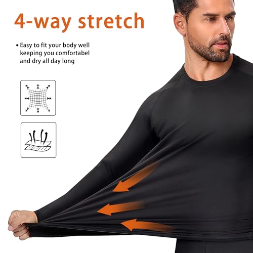 Thermal Underwear for Men Long Johns Fleece Lined Base Layer Quick Dry for Cold Weather