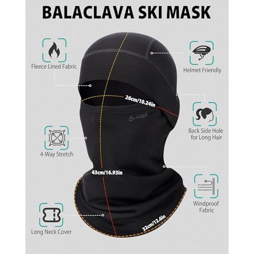 Balaclava Ski Mask for Men & Women, Modal Wool Blend Soft Windproof Face Mask Thermal Winter Full Face Cover for Cold Weather
