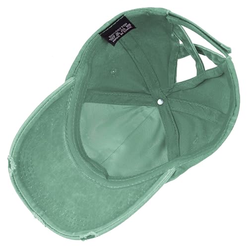 Womens Criss Cross Ponytail Baseball Cap Distressed Ponytail Hat High Messy Bun Trucker Ponycap for Outdoor Sports