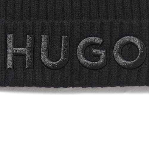 HUGO Men's Big Logo Ribbed Beanie