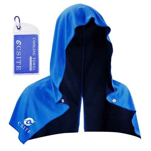Cooling Hoodie Towels, Instant Cooling Towels for Neck and Face, UPF 50 Sun Protection, Ice Towel for Hot Weather, Head Towel for Sports, Camping, Cycling & More Activities