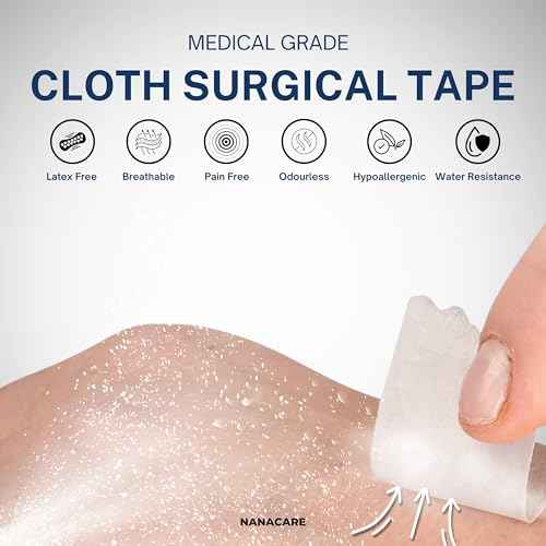 Hypoallergenic Cloth Medical Tape 1 inch x 10yd |4 Rolls Waterproof| Surgical Tape for Skin, Dressings and Face| First Aid Bandage Tape for Sensitive Skin