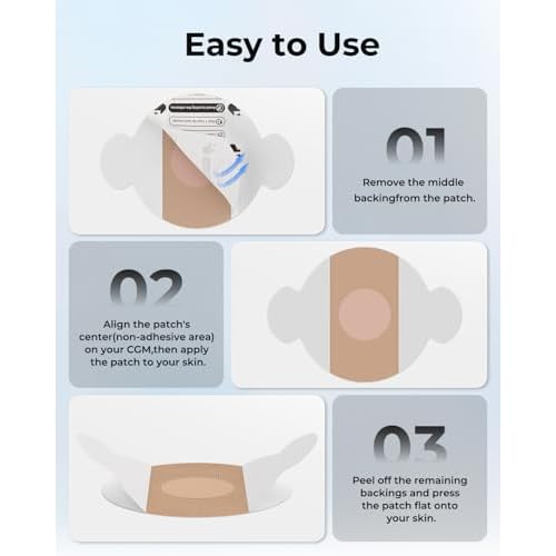 Libre 3 Sensor Covers Waterproof- 20pcs Sensor Covers for Libre 3£¬ Adhesive Patches for CGM£¬Backing with Easy-Peel Tab for 10-14 Days Full Cover No Glue in Center(Nude)