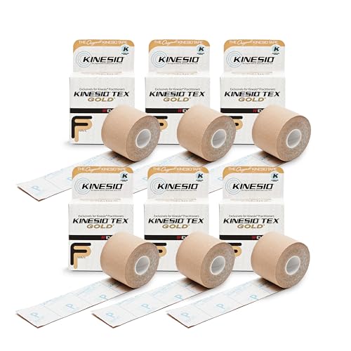 Kinesio Taping - Elastic Therapeutic Athletic Tape Tex Gold FP - Beige ? 2 in. x 16.4 ft - 6 Pack