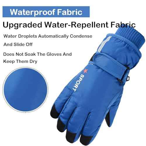 Kids Winter Snow Ski Gloves - Boys Girls Warm Breathable Waterproof Gloves for Outdoor Sports 5-10Y