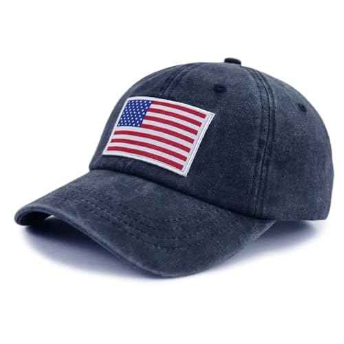American Flag Hat for Men Women, Funny Adjustable Cotton Baseball Cap