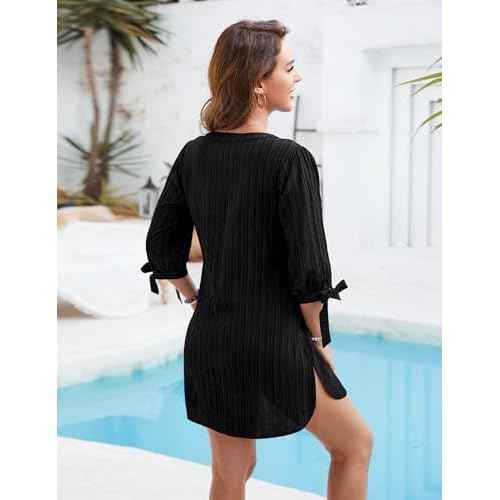 Blooming Jelly Womens Swimsuit Coverup Button Down Bathing Suit Cover Up Tie Swim Beach Cover Ups