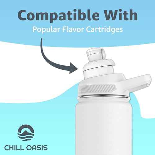 Chill Oasis Replacement Lid Compatible with Cirkul Water Bottle | Fits Flavor Cartridges | BPA Free, Leak Proof, and Dishwasher Safe (White)