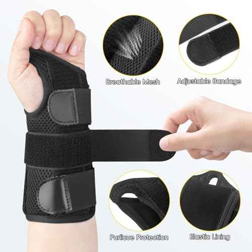Big Mango Wrist Brace for Carpal Tunnel, Adjustable Night Sleep Wrist Support Brace for Men Women, Wrist Splint for Pain Relief, Tendinitis, Arthritis, Sprain,Injuries, Fits Right Hand, Black