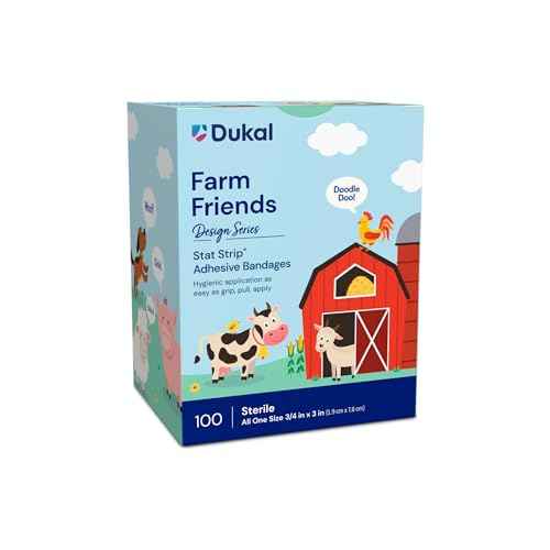 Dukal Design Series Farm Friends Adhesive Bandages with Stat Strip Technology, 3/4¡± x 3¡± (Box of 100)