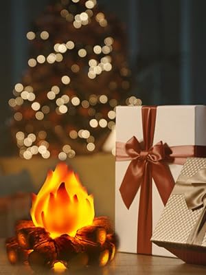 Bestview 3D LED Fake Campfire Night Light - Realistic Flameless Fire Pit Lamp for Halloween & Christmas Decor