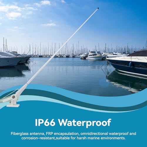 Retevis MA06 VHF Marine Antenna, 3.5dBi Fiberglass Waterproof Boat Antenna, 23 Ft/7 m RG-58 Coaxial Cable with PL-259 Connector Ratchet Mount, for Retevis RA27 RM20 VHF Marine Radio, 43.3Inch (1 Pack)