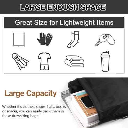 Drawstring Backpack 6Pcs Drawstring Gym Bags Black Draw String Bags Backpack for Sports, Gym, Travel, Swimming, Beach (6 Colors)