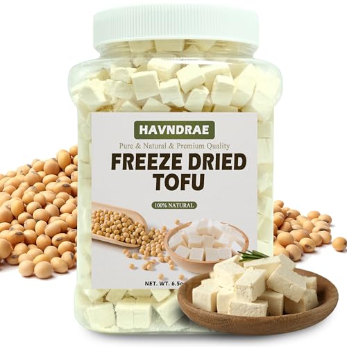 6.5oz Freeze Dried Tofu Cubes ? 1cm Bite-Sized High Protein Dehydrated Tofu ? Instant Vegan Food for Ramen Toppings, Miso Soup, Hiking & Emergency Keto Meals