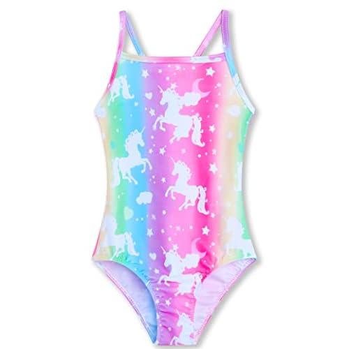 Girls Swimsuits One-Piece Bathing Suits Multicolor Kids Sport Summer Beach Swimwear for 2-10 Years Old