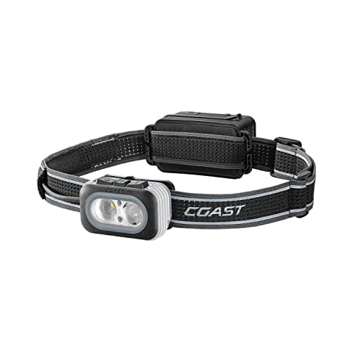 Coast RL20RB 1000 Lumen Tri-Color LED Rerchargeable Headlamp with Included Extra Power Pack, Flood and Spot Beams, Variable Light Control, Red/Green Modes