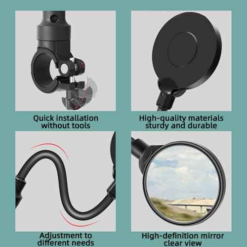 Bike Mirror With Bike Bell 360¡Æ Adjustable HD Convex Handlebar Mirror Anti-Scratch Glass Riding Mirrors (2* Mirror + 1* Bell)