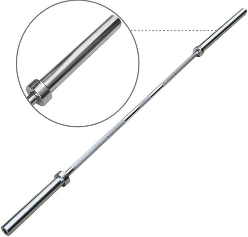 7-Foot Olympic Barbell with Collars - Solid Iron Chrome Weightlifting Rod for Home Gym & Powerlifting