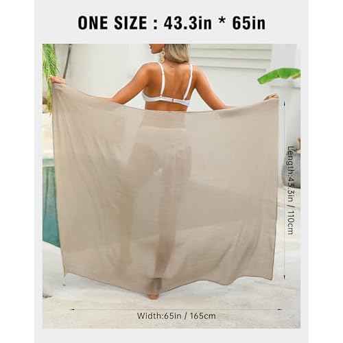 Eicolorte Beach Sarong Pareo Womens Semi-Sheer Swimwear Cover Ups Short Skirt with Tassels