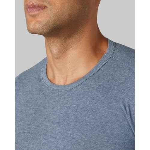 32 Degrees Heat Men's Lightweight Crew Base Layer Thermal Top | Form Fitting | Long Sleeve| 4-Way Stretch, Nile Blue Heather, Large