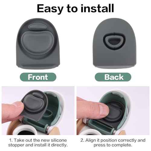 Joshey 6 Pack Rubber Seal Replacement Stopper, Compatible with Owala Freesip 24 Oz Bottle Spout Lid-Silicone Gasket Replacement Parts(Gray)