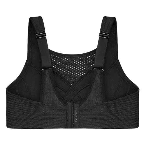 Full Figure Plus Size Custom Control Sports Bra Wirefree #1166 Solid Black 34DD