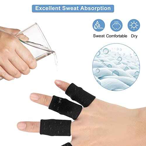 Finger Wraps, Finger Protector, 10Pcs Stretchy Flexible Fingers Sleeve Support Finger Protector Sports Aid Arthritis Band Wraps for Arthritis, Finger or Basketball Baseball(Black)