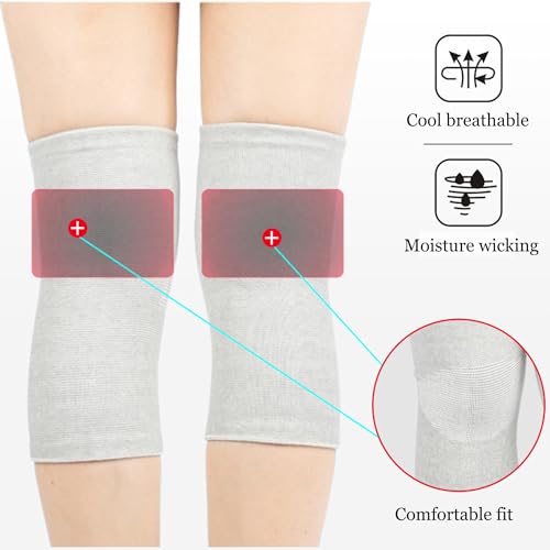 Bamboo Charcoal Knee Sleeve - Bamboo Compression Knee Sleeve for Men and Women - Elastic Warm Knee Brace for Arthritis(Gray, Medium)