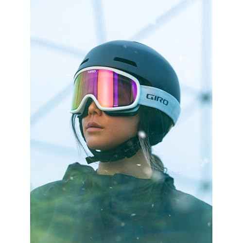 Giro Women's and Youth Moxie Ski and Snowboard Goggles - White/Grey Chute Strap with Grey Cobalt/Yellow Lenses