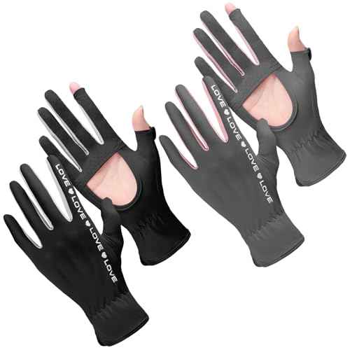 Hercicy 2 Pairs Sun Gloves for Women UV Protection Summer Driving Gloves Full Finger Touchscreen Non Slip Gloves