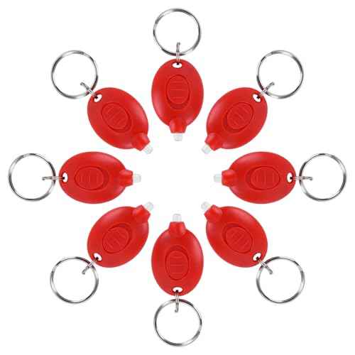 8 Pack Red LED Keychain Light, Red Light Mini Keychain Flashlights, Red Flashlight Keychain, Red Light Key Chain for Night Vision
