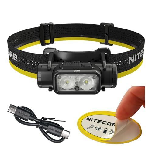 Nitecore NU53 1800 Lumen Headlamp, USB-C Rechargeable, Long Runtime, Industrial Work and Outdoor Headlamp with White & Red Auxiliary Lights