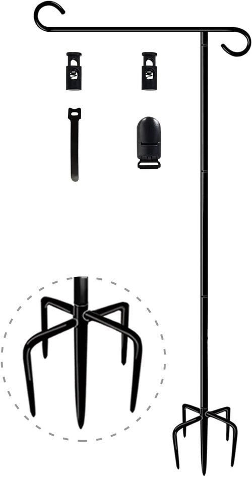 Garden Flag Stand Holder by [Brand Name] - 49 Inch Durable Design with 5 Forked Base for 12x18 Signs